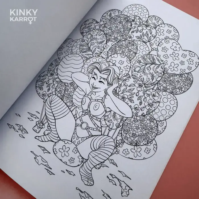 Looners Kink Illustration in Kinky Karrots floral adult coloring book