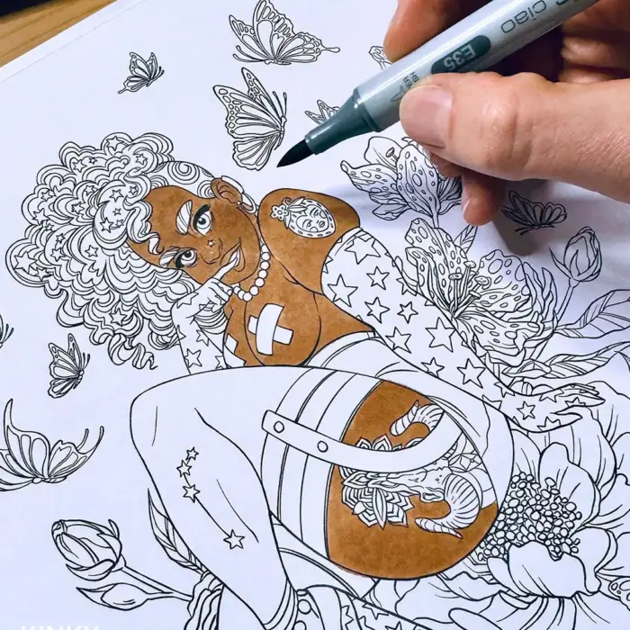 Coloring with copic markers a floral adult coloring book