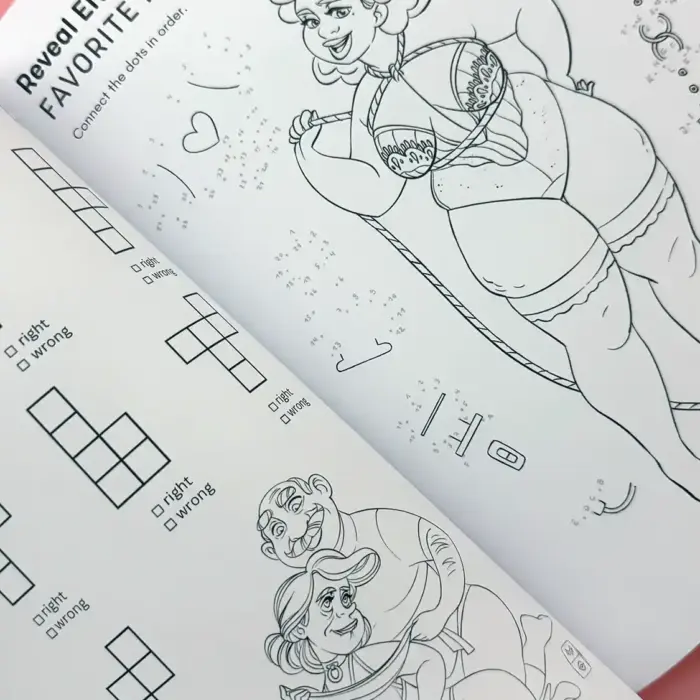 Body Positive art inside the Kinky karrot adult puzzle book