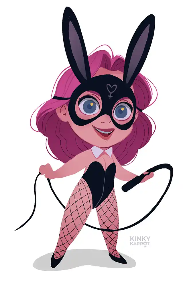 Kinky Karrot Comic Character Lizzy depicted as a Chibi in sexy bunny suit