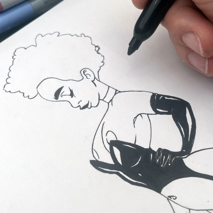 Original Ink Drawing inside the Kinky Karrot sex-positive Graphic Novel