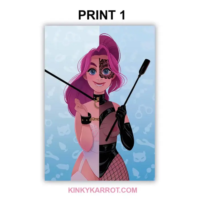 Lizzy in dual outfit with crop – graphic novel art print