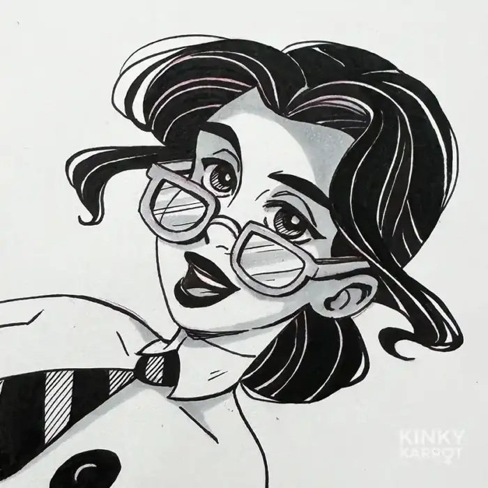 original ink drawing Kinky Karrot cartoon Lizzy as sexy Teacher
