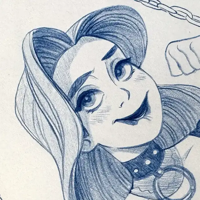 Dominant kinky girl original artwork drawing