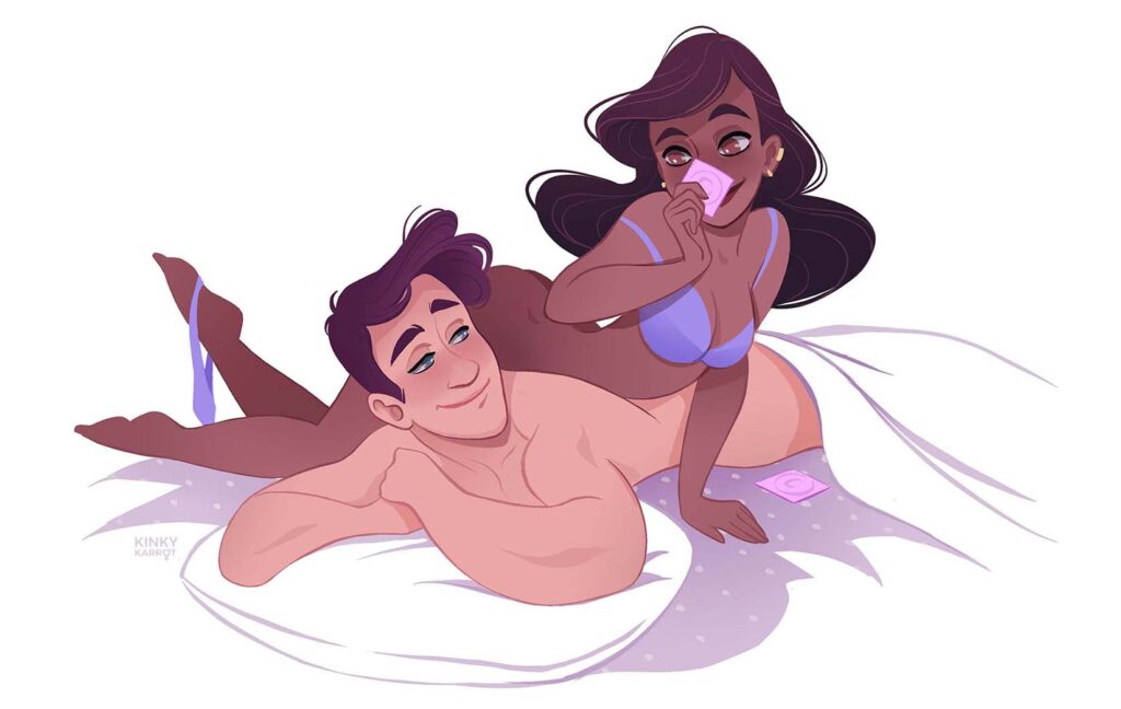 contraception illustration of a couple about kinky karrot