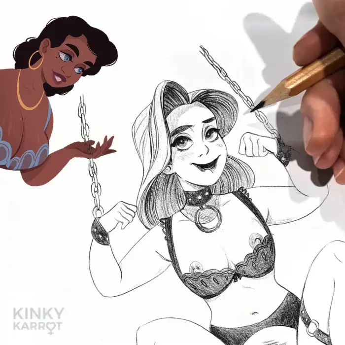 Original Pencil Drawing inside the kinky karrot sex-positive comic book